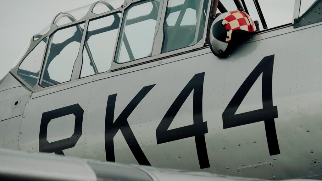 Close up of vintage aircraft detail used as visual element in cinematic production