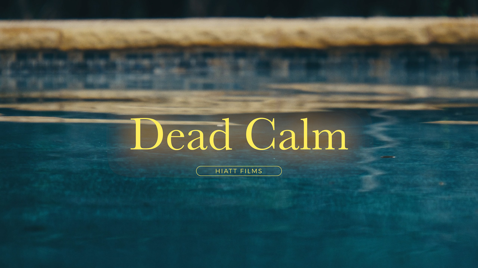 Cinematic film title card over calm water surface for short film produced by Hiatt Films